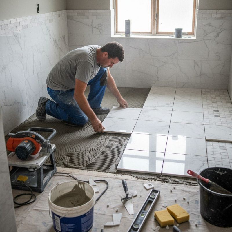 White Marble Tile Installation in Kansas City, KS